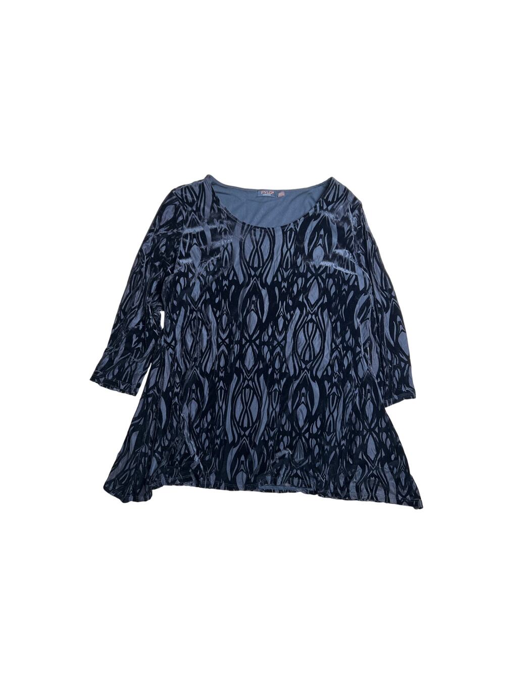 FYLO London Shirt Womens XL Black Velvet Burnout Tunic Fairy Grunge Witchy Top